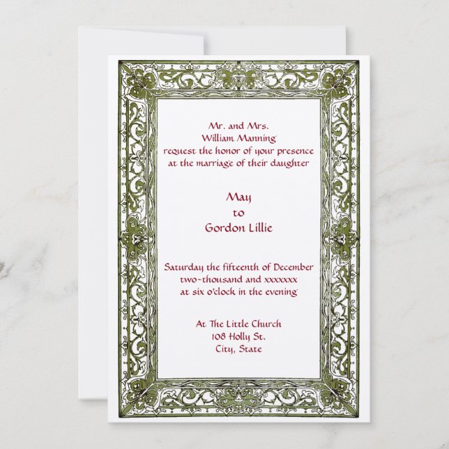 Invitación Boda de frontera persa vintage (Anverso)