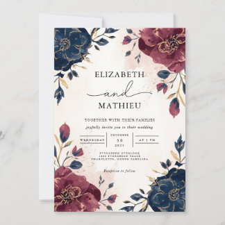 Invitación Boda de Fronteras Botánicas de la Marina Borgoña