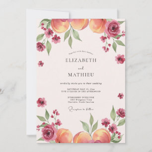 Invitación Boda de Frutas de Albaricoque Magenta y Eucalipto