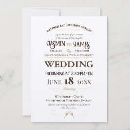 Invitación Boda de fuentes de champagne Shimmer Heritage