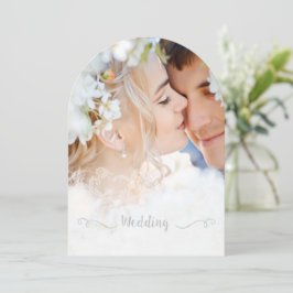 Invitación Boda de fuentes negras de Damask de fotos