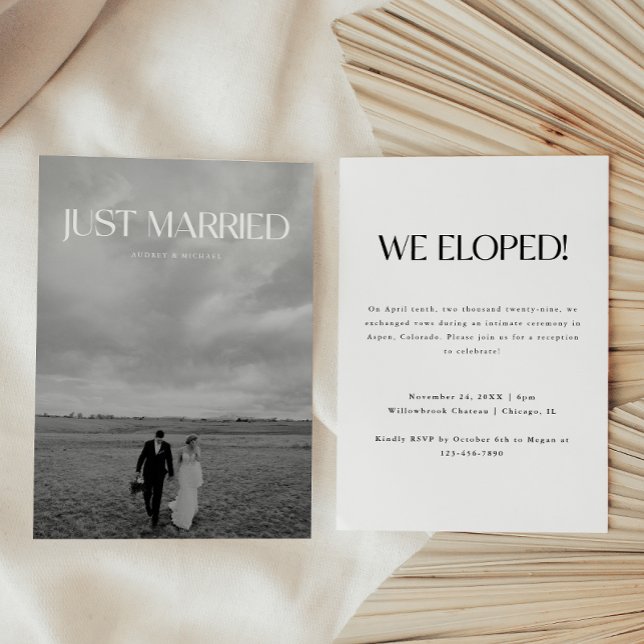 Invitación Boda de fuga de foto en blanco y negro moderna (Subido por el creador)