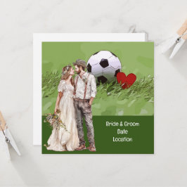 Invitación Boda de fútbol con tema de bola en verde