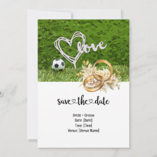Invitación Boda de fútbol con tema de bola en verde