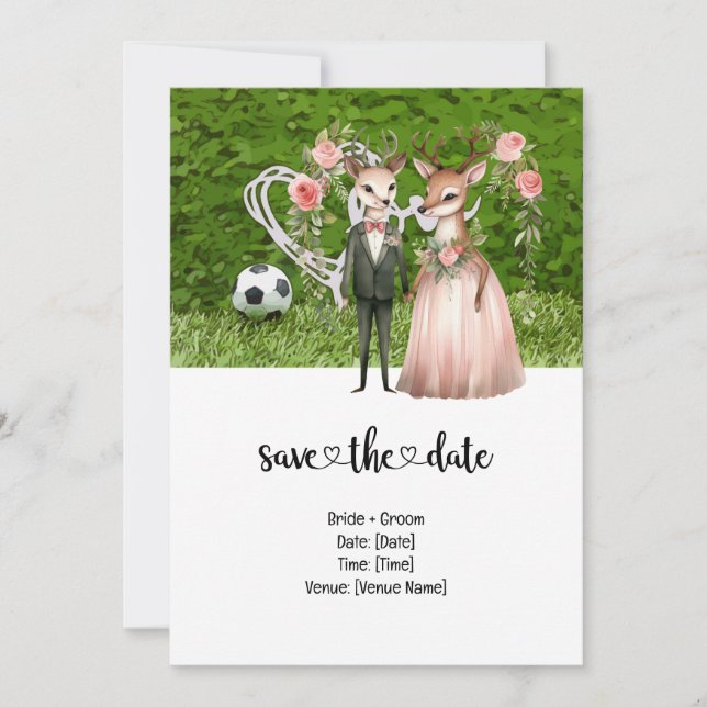 Invitación Boda de fútbol con tema de bola en verde (Anverso)
