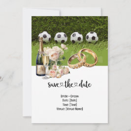 Invitación Boda de fútbol con tema de bola en verde