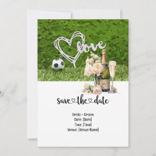 Invitación Boda de fútbol con tema de bola en verde