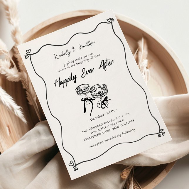 Invitación Boda de gafas de champán de mano caprichosa (Subido por el creador)