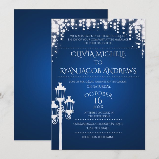 Invitación Boda de gala Sapphire (Anverso / Reverso)