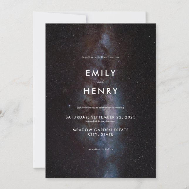 Invitación Boda de galaxia de la Vía Láctea de Space Stars (Anverso)