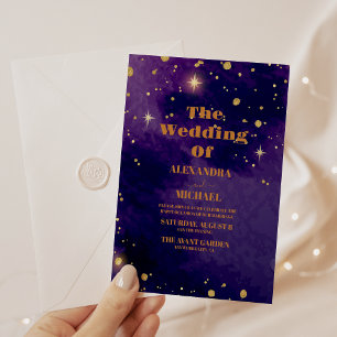 Invitación Boda de Galaxia Nebulosa Púrpura Espacial
