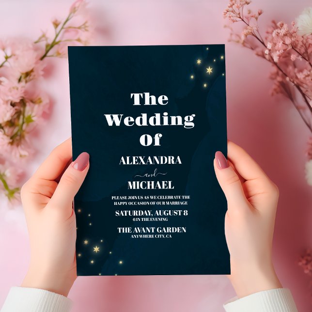 Invitación Boda de galaxia Verde azulada del Universo Starry  (Subido por el creador)