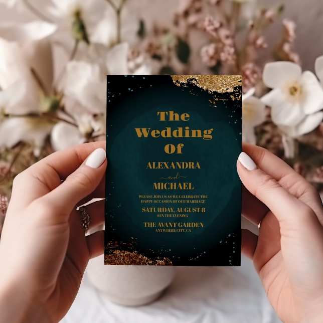 Invitación Boda de galaxia Verde azulada del Universo Starry  (Subido por el creador)