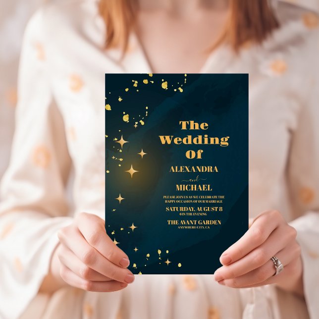 Invitación Boda de galaxia Verde azulada del Universo Starry  (Subido por el creador)