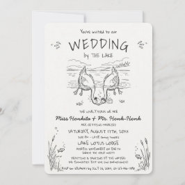 Invitación Boda de gansos besándose junto al lago Boda