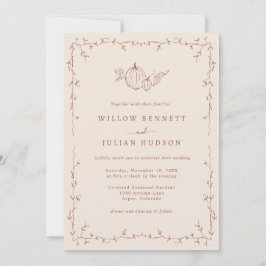 Invitación Boda de garabato de calabaza de otoño