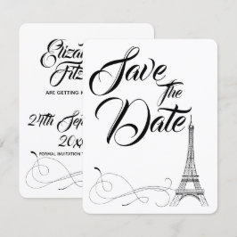 Invitación Boda de garabatos parisinos, guarde la fecha