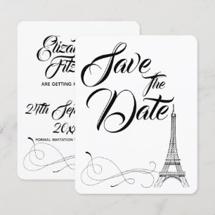 Invitación Boda de garabatos parisinos, guarde la fecha