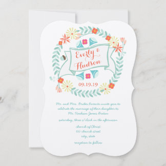 Invitación Boda de Garland verde y rosa personalizado