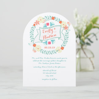 Invitación Boda de Garland verde y rosa personalizado