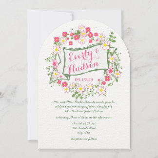 Invitación Boda de Garland verde y rosa personalizado