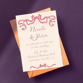 Invitación Boda de garrapatas de cinta retro dibujada a mano