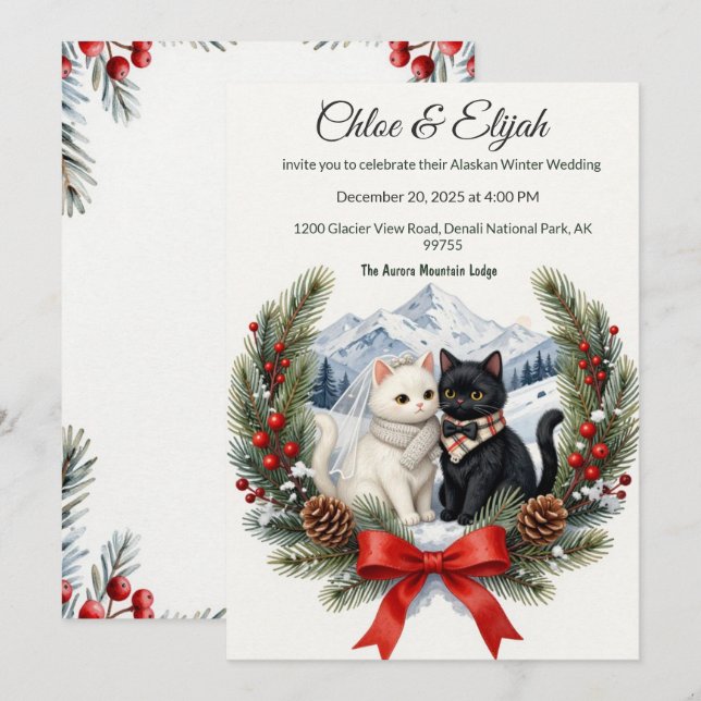 Invitación Boda de gato alaskeña DIY (Anverso / Reverso)