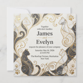 Invitación Boda de Gato de Mármol Elegante