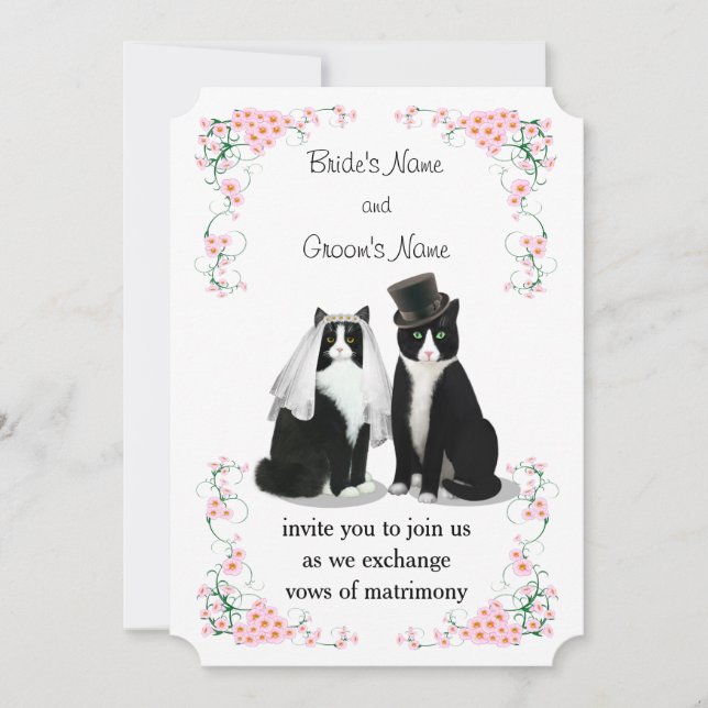 Invitación Boda de gato de Tuxedo (Anverso)