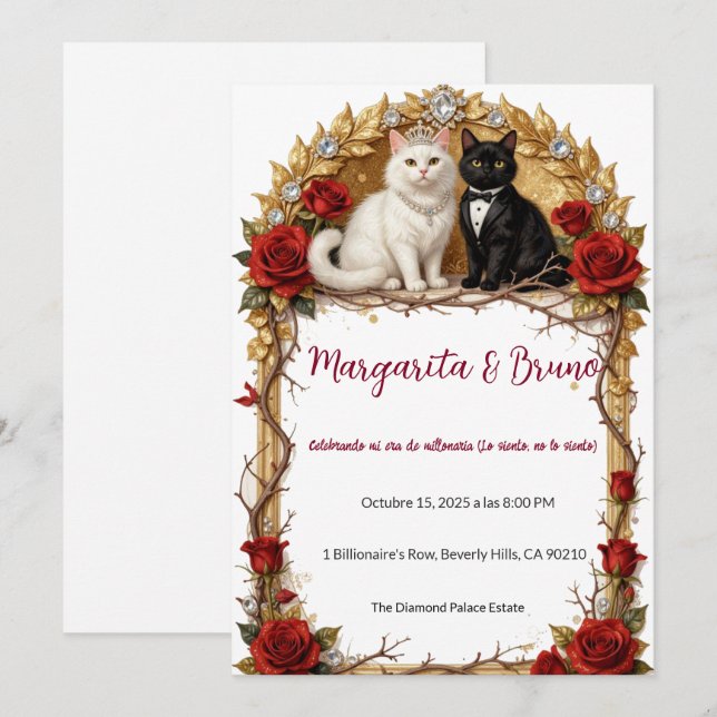 Invitación Boda de gato de venganza viral  (Anverso / Reverso)