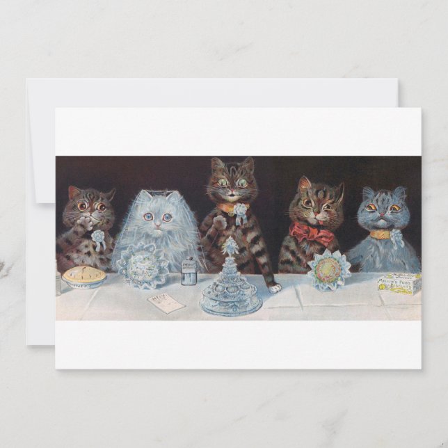 Invitación Boda de gatos, matrimonio, novia, Louis Wain (Anverso)