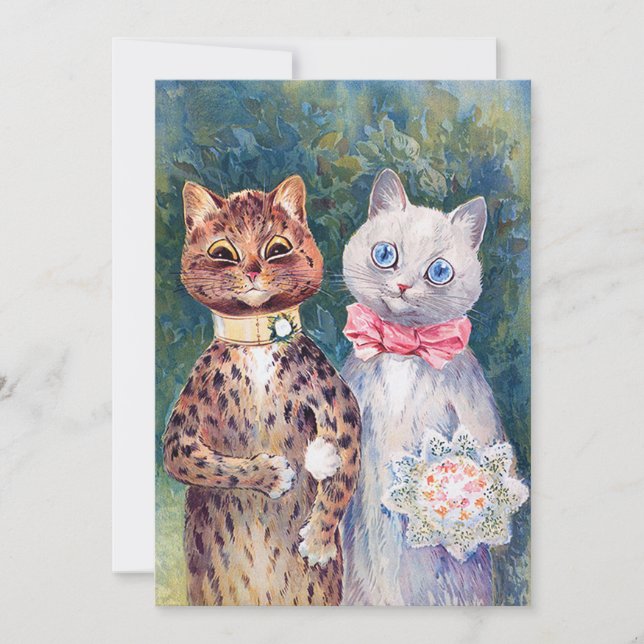 Invitación Boda de gatos, matrimonio, novia, Louis Wain (Anverso)