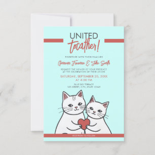 Invitación Boda de gatos singulares rojos y blancos personali