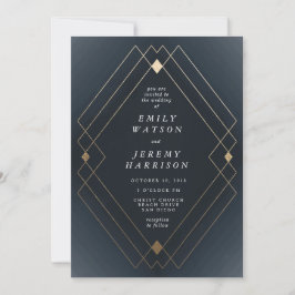 Invitación Boda de gatsby de deco geométrico de la marina de 