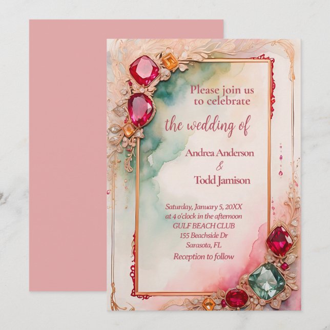 Invitación Boda de Gem stone (Anverso / Reverso)