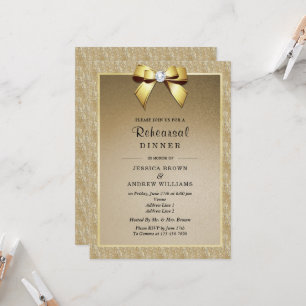 Invitación Boda De Gema Dorado Y Elegante Cena