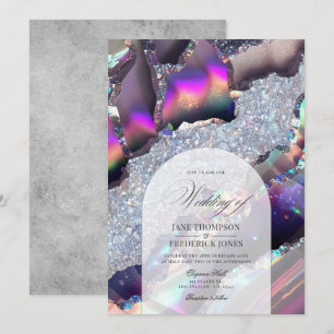 Invitación Boda de Geoda de Mármol de Ágata Holográfica Falsa
