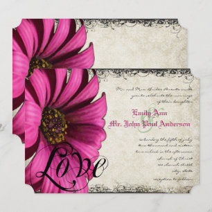Invitación Boda de Gerber Daisy Rosa Fucsia