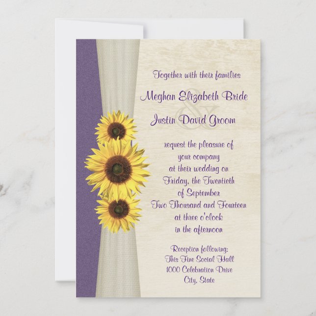 Invitación Boda de girasol (Reverso)