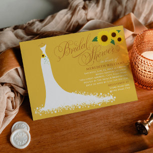 Invitación Boda de girasol amarillo con ducha de novia