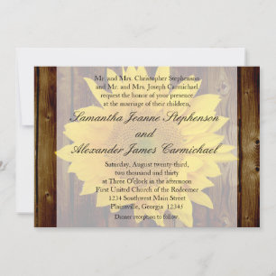 Invitación Boda de girasol amarillo marrón tardío verano