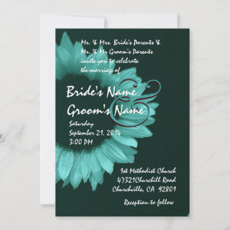 Invitación Boda de girasol azul turquesa