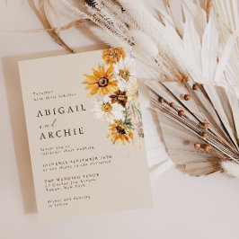 Invitación Boda de Girasol Bohemio