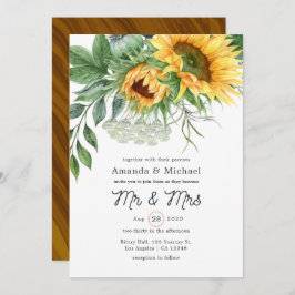 Invitación Boda de girasol bohemio de color acuático