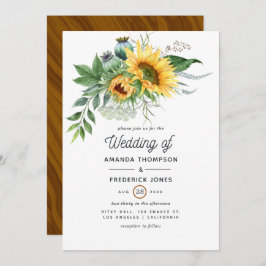 Invitación Boda de girasol bohemio de color acuático