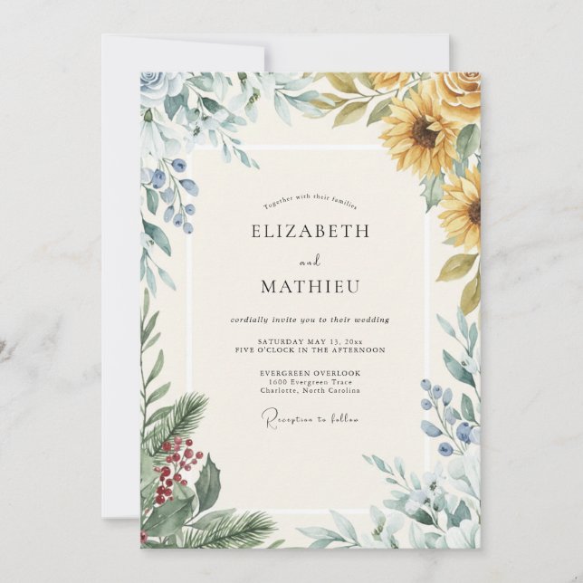 Invitación Boda de Girasol de Amber Berry (Anverso)
