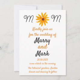 Invitación Boda de girasol de flores amarillas