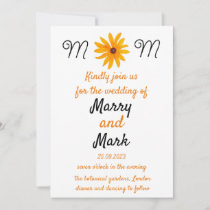 Invitación Boda de girasol de flores amarillas