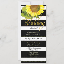 Invitación Boda de girasol de franjas blancas negras modernas