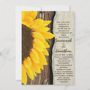Invitación Boda de girasol de la Moda rústica de algodón